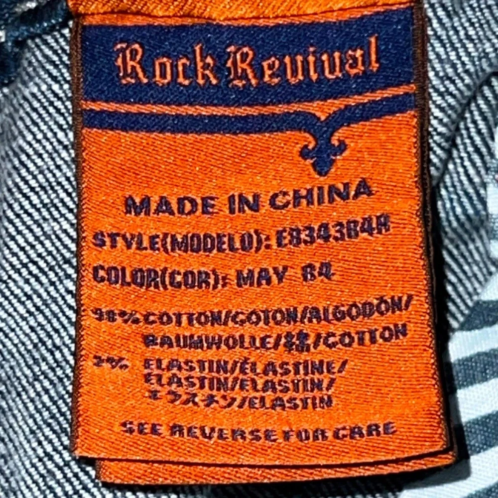 ROCK REVIVAL 🎸 THICK STITCH MAY BOOTCUT DESTROYED DISTRESSED JEANS Women 34 W38” - Picture 15 of 16